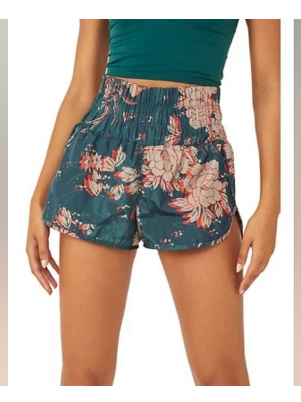 Free People Movement The Way Home Short in Teal/Orange Tropical Print